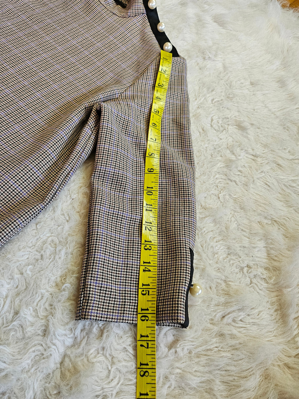 Zara Basic Women's Houndstooth Mod Plaid Pearl De… - image 6