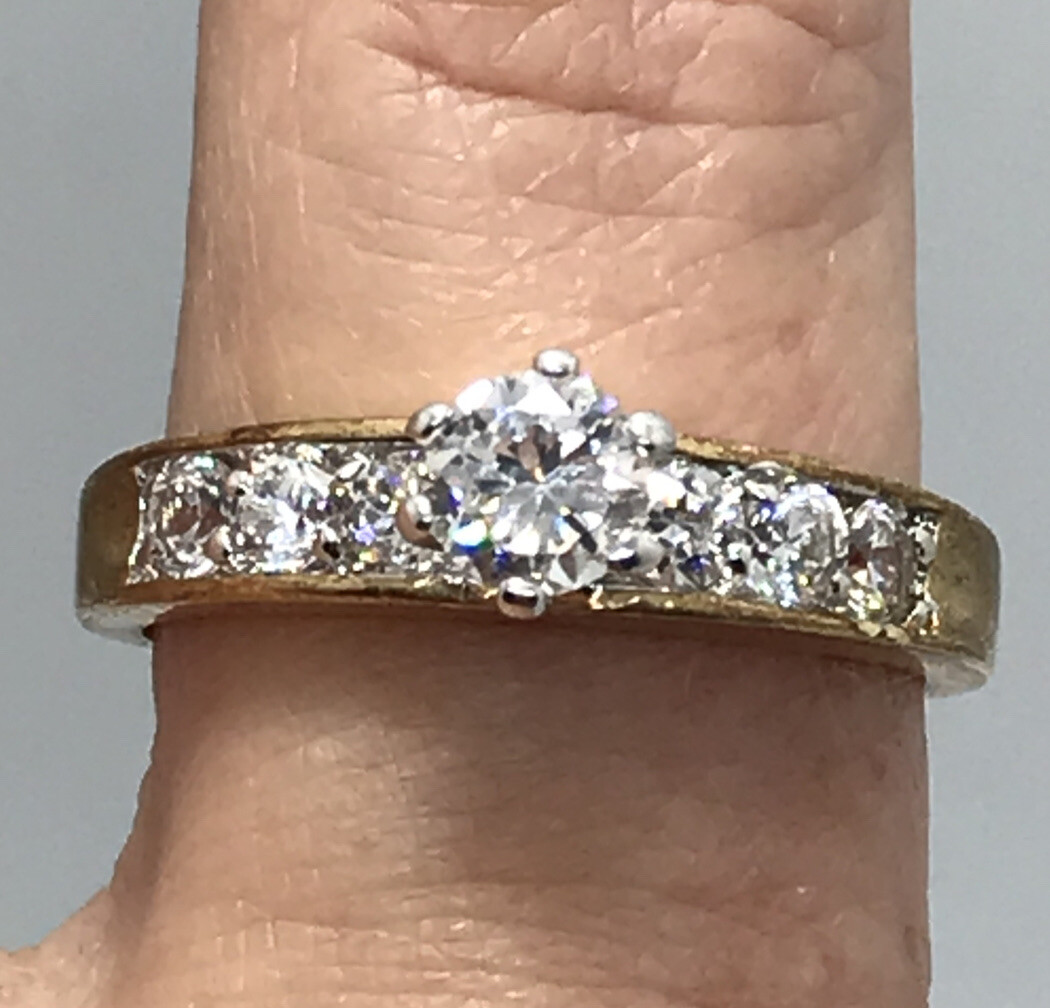 Vintage Engagement Design 18K GE Gold Plated Cubic Zircoina