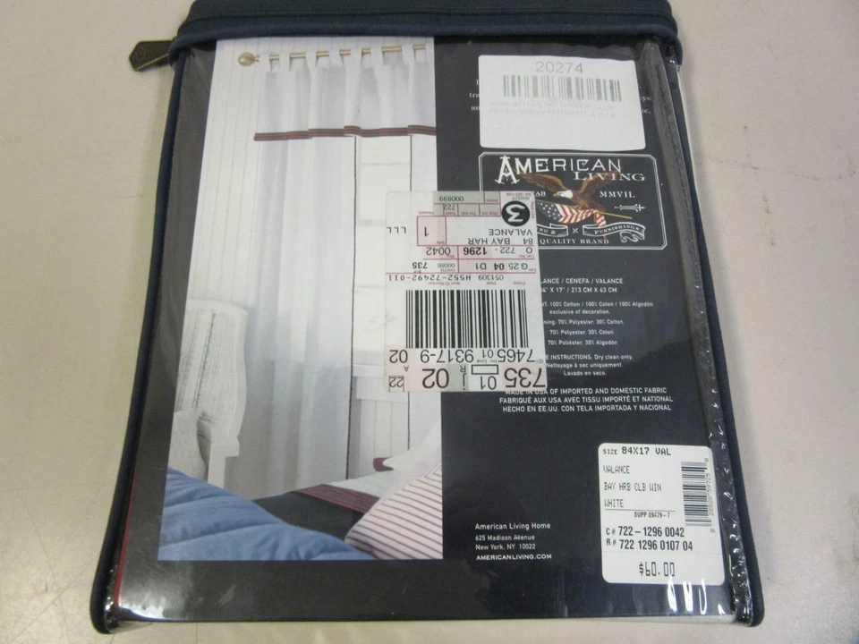 American Living Bay Harbor Window Curtain Valance Red White Blue 84" x 17" - Image 3 of 3