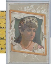 Victorian Card, 1890's, Culture  People, Girl in White Dress A117 