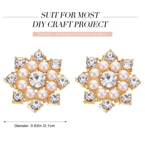 20 Pcs Rhinestone Pearl Flower Snowflake Applique Headdress Decor - Picture 9 of 12