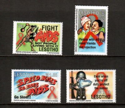 Lesotho 2000 - Medical Fight against AIDS - Set of 4 Stamps Scott