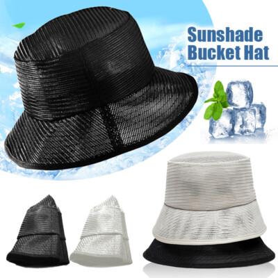 Mens Bucket Boonie Hat Fishing Sun Brim Cool Mesh Summer
