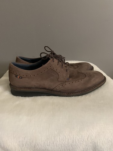Ecco Mens Wingtip Suede Brown Casual 