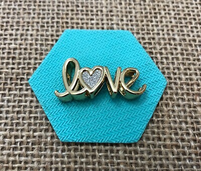 Authentic Origami Owl Gold ''LOVE'' Script Slider w/ Glitter Heart - BS1003