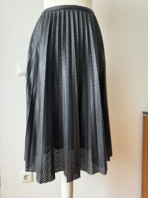 Pinko Kunstleder Rock Plisseerock Gr 36 Grau NEU
