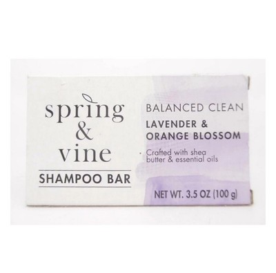 Spring & Vine Shampoo Bar Balanced Clean Lavender & Orange Blossom 3.5 oz NEW