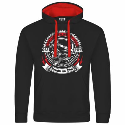 Mens Hooded Sweatshirt Hoodie Petrol In Blood Motorcycle Biker Steel Helmet Old School 
