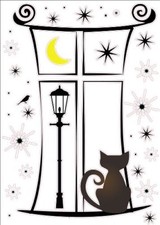 Cat Artwork Kids Living Bedroom Decor Wall Sticker Decal 15"W X 23"H