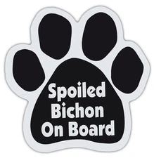 Dog Paw Shaped Magnets: SPOILED BICHON ON BOARD (FRISE) | Dogs, Gifts, Cars