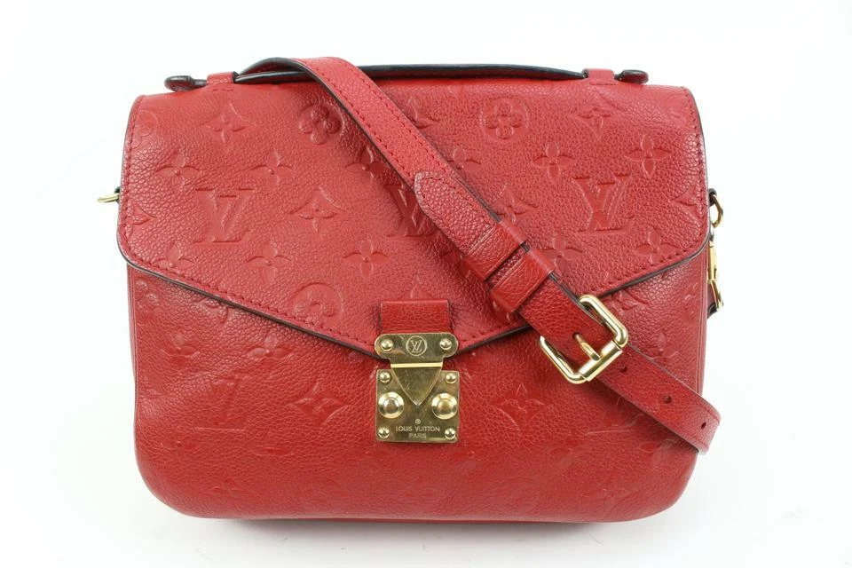 Louis Vuitton Red Monogram Leather Empreinte Pochette Metis Crossbody Bag  41lk78