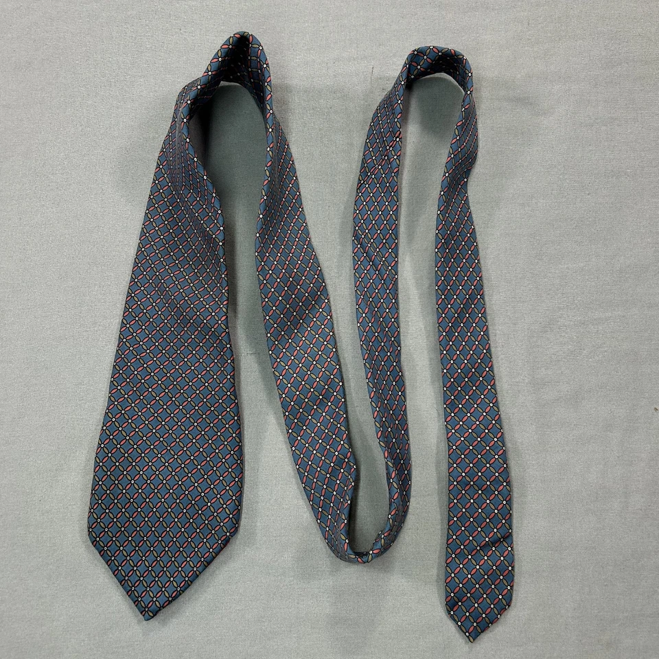 Corbata de seda Yves Saint Laurent para hombre 54L 3,5W estampado de diamantes azules Foto 2 de 4