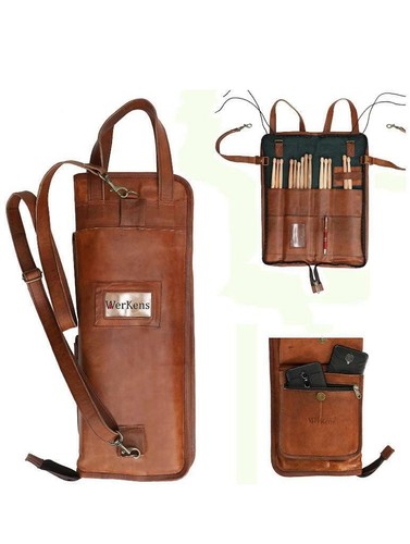 Drum Stick Bag Leather Drumstick Case Percussion Drummer Gift Shoulder Strap NEW - Picture 1 of 11