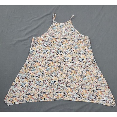 Moa Moa Blouse Womens Medium Sleeveless Pullover Peep Hole Paisley Multicolor *