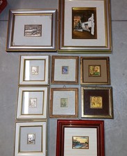 LOTTO QUADRI FOGLIA ORO 22KT E FOGLIA ARGENTO 925- BASSORILIEVI DIPINTI