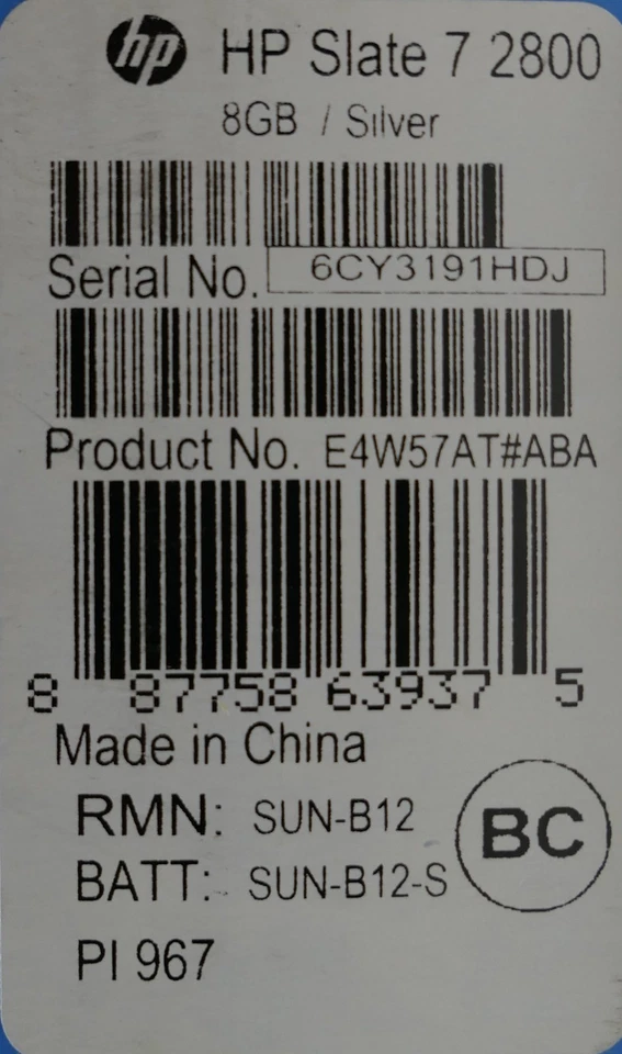 SEALED - HP Slate 7 7 2800 8GB, Wi-Fi, 7in - Silver - NEW - Image 3 of 4