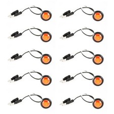 3/4" inch Amber 3 LED Side Marker Clearance Light with Plug, Black 10x Amber
