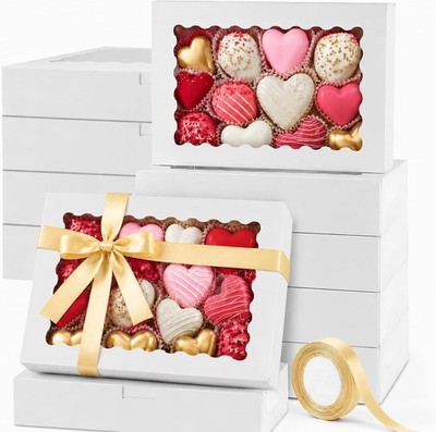 10 Stück Brownie Boxen 12x8x2,5 Zoll Keksdosen mit Fenster für Geschenk Bäckerei
