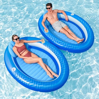 H2O GO Comfort Plüsch Bucht Liege Pool Schwimmer 2er Pack Neu SCHNELLER VERSAND
