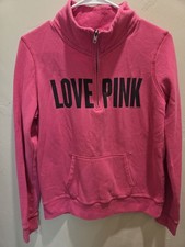Victoria Secret Love Pink Small 1/4 Zip Sweatshirt Long Sleeve Trending -00764