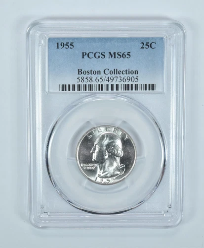 1955 Washington Quarter Boston Collection MS65 PCGS Blue Label