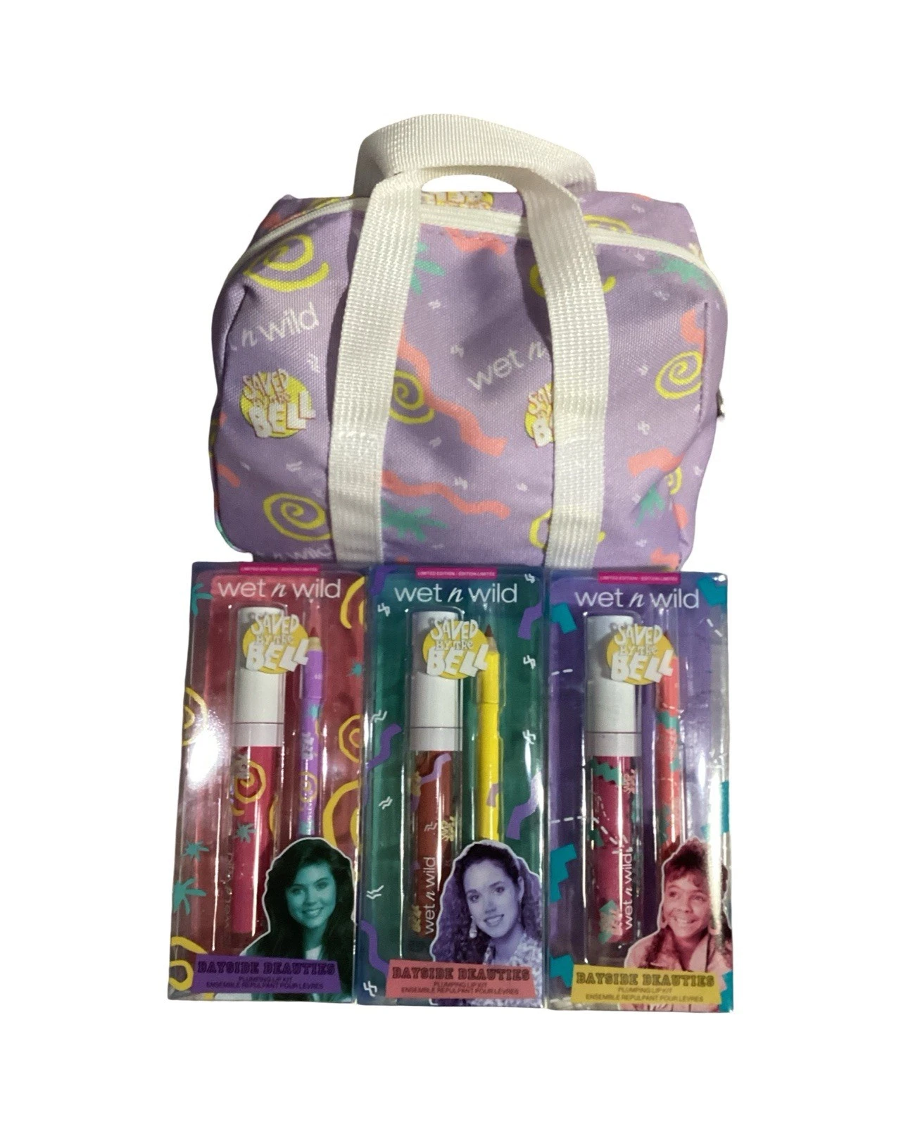 Wet n Wild Saved By The Bell Cosmetic Bag + 3 Bayside Beauties Lip Plump Kits
