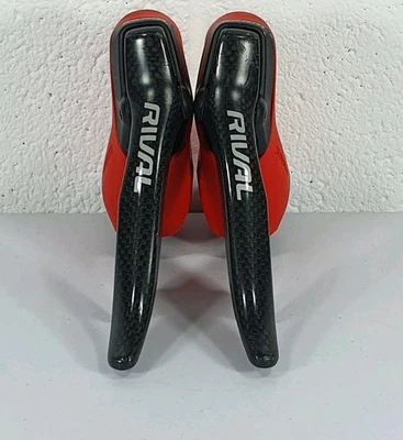 SRAM Rival 2x10 Speed, Double Tap Shifters Carbon Lever Blades, Red Hoods - Image 1 of 4