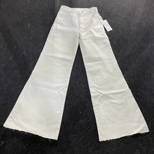 PILCRO The Robbie High-Rise Flared Fray Jeans Women's Size 26 Ivory