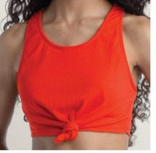 Danshuz RED Ribbed Crop Top With Front Knot Tie size KIDS MEDIUM 8/10