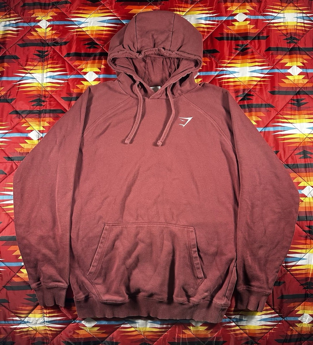 Gymshark Hoodie Pullover Gym Jacket Size Medium Red Lightweight