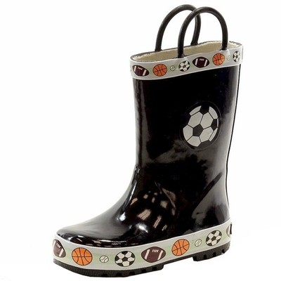 Joseph Allen Boy's Black Multi Sports Fashion Rain Boots Shoes Sz. 7