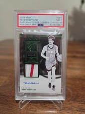 Reed Sheppard 2024-25-Panini Noir RC  Patch Auto Green #/49 #301 Psa 7/10