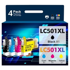 4pk LC501XL Ink Cartridges for Brother MFC-J1260DW MFC-J1360DW J1410DW LC501XL
