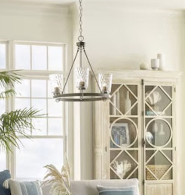 Progress Lighting Tiana 3 Light Brushed Nickel Clear glass Steel Chandelier 2033