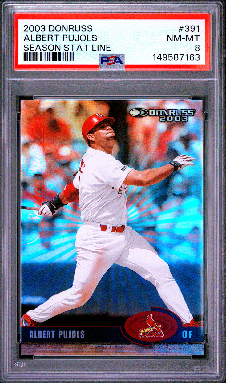 2003 Donruss Albert Pujols SEASON STAT LINE /34 PSA 8 NM-MINT! 🔥 Pop 1! view 1