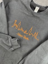 New York Skyline Embroidered Crewneck Sweatshirt Mens L Black NYC