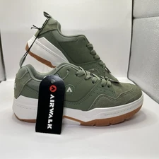 Airwalk Boys Anchor Low Sneakers Size 2 Green Lace-Up Youth Shoes NWT