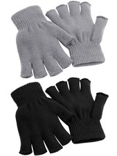 2 Pairs Fingerless Gloves for Women Men, Warm Winter Half Finger Gloves Medium