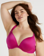 Joyspun Pink Full Coverage Lightly Padded Plunge Underwire Push Up Bra Size 42D