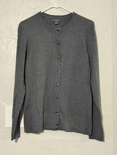 Eddie Bauer Womens Gray Sweater Button Down Cardigan M Medium