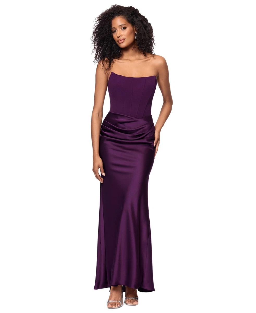 betsy and adams light purple dress with blue sequins Strappy-Back Long Prom Dress with Sequin Print Periwinkle / 0
