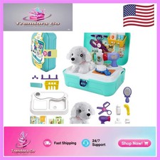 Complete Kids' Vet Play Kit with Backpack Carrier  Grooming Tools - Ages 3-7