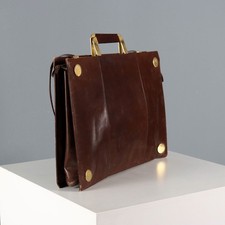 Rodo Borsa Vintage Pelle Marrone Metallo Dorato Italia Anni 70 Originale