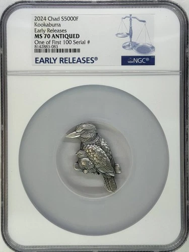 2024 1oz Chad Kookaburra ER MS70 Antiqued NGC CSC2