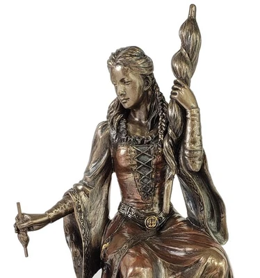 VERONESE DESIGN 8 3/4" Frigga Sitting Viking Norse Mythology Goddess Love Statue Bronze Finish