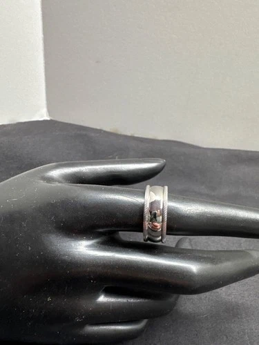 Mens Polished Silver-Tone Fidget Ring Size 8 No Marks