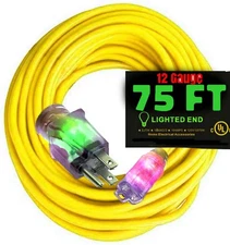 12 Awg Heavy Duty Lighted 3 Outlet 12 gauge Extension Cord 75 ft 12 3 Outdoor