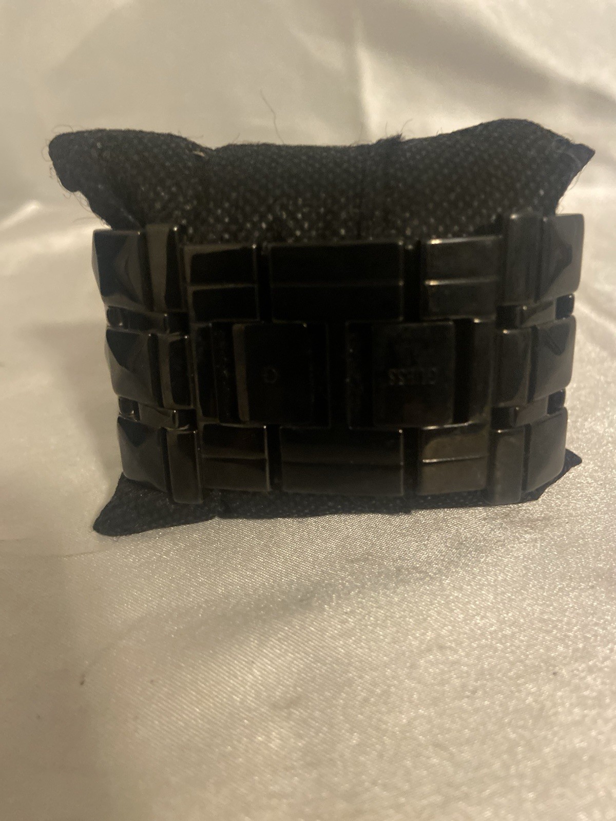 Vintage GUESS Black Studdeded Rectangular Metal W… - image 2