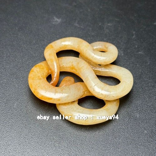 Chinese Antique Tang Dynasty Hetian Ancient Jade Carved Snake Jade Pendants - Picture 7 of 9