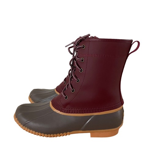 Lands End Wine Gray Mid Calf Lace Up Duck Boots Womens Size 8B - Picture 2 of 9